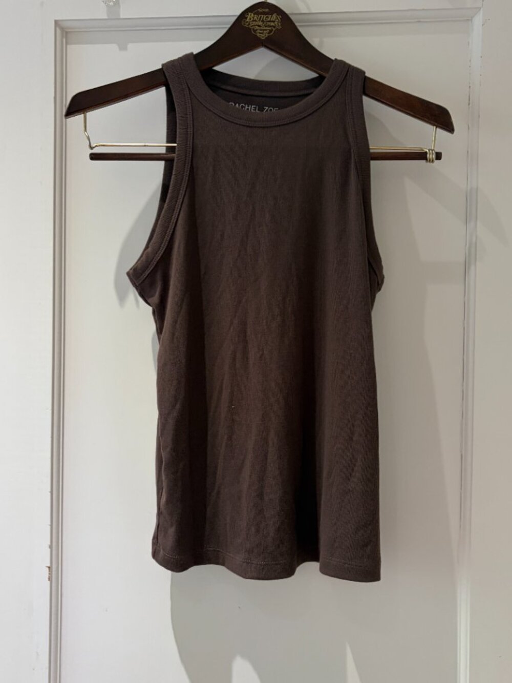 Rachel Zoe Ribbed Fitted Tank Top Mocha Brown Size Medium - Picture 7 of 7
